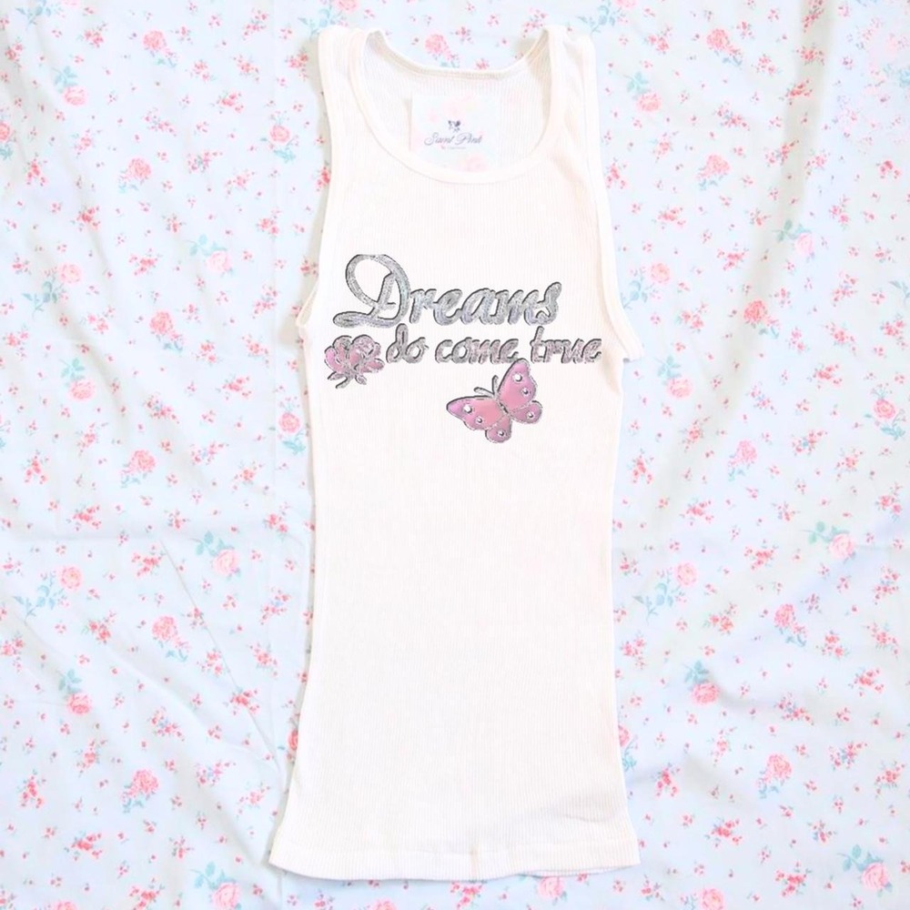 Y2K "Dreams Do Come True" Pink Butterfly Baby Tank Top